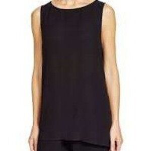 Eileen Fisher Black Extra Small 100% Silk Georgette Crepe Tank Top